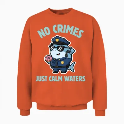 Calm Waters – Kawaii Shark Police Officer Unisex Sweatshirt - Orange