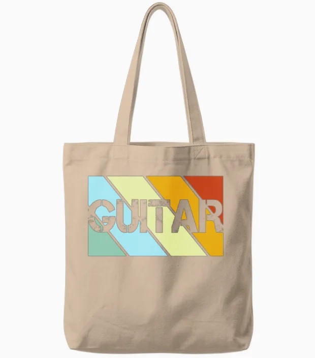 Guitar Retro Tote Bags in Natural
