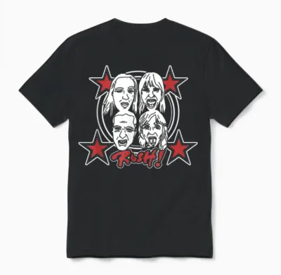 Måneskin Rush! Faces & Red Starz T-Shirt, Black, S Unisex T-Shirt - Black