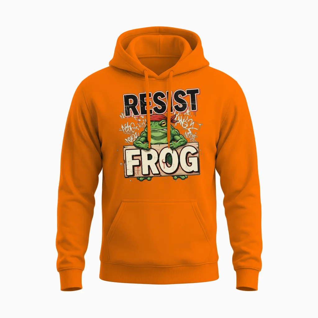 Resist Frog | Portland Frog Protest Resist Unisex Hoodie in Safety Orange