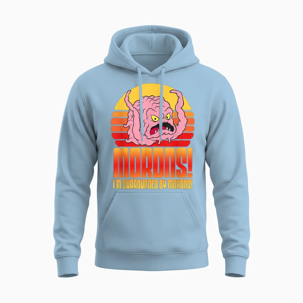 Mademark X Teenage Mutant Ninja Turtles - Krang: Morons! Iβm Surrounded by Morons! Tmnt Retro Funny Unisex Hoodie in Light Blue