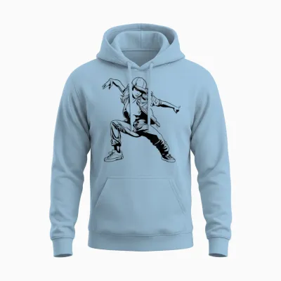 Breakdance Girls' Drawing Breaking Hiphop Culture T-Shirt, White Unisex Hoodie - Light Blue