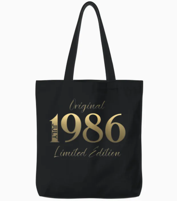 40 Ans Anniversaire Homme Cadeau Juillet 1986 Vintage Tote Bags in Black