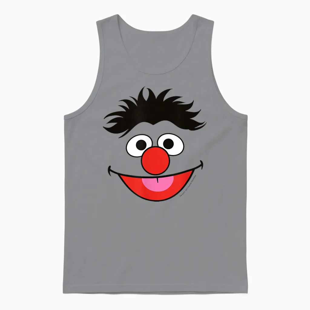 Sesame Street Ernie Character Face Unisex Tank Top in Sport Grey