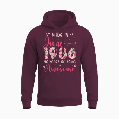 Juin 1986 Cool Cadeau Anniversaire 40 Ans Pour Femmes Unisex Hoodie - Maroon