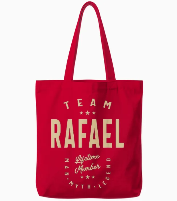 Rafael Funny Team Name Rafael T-Shirt, Black, S Tote Bags in Red