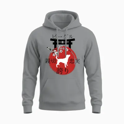 Beagle Japan Kanji Style for Dog Lovers Unisex Hoodie - Sport Grey