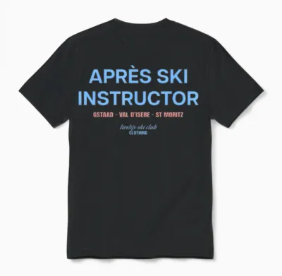 Aprés Ski Instructor X Livelife Ski Club Skifahrer Frontal Unisex T-Shirt - Black