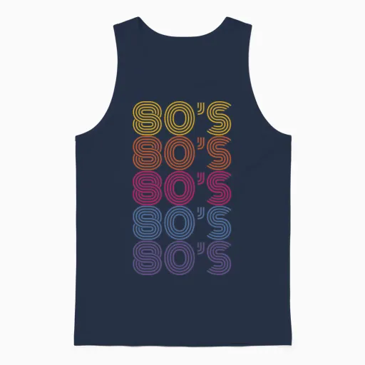 Retro So's Rainbow Grid Vintage Retro Party Unisex Tank Top in Navy