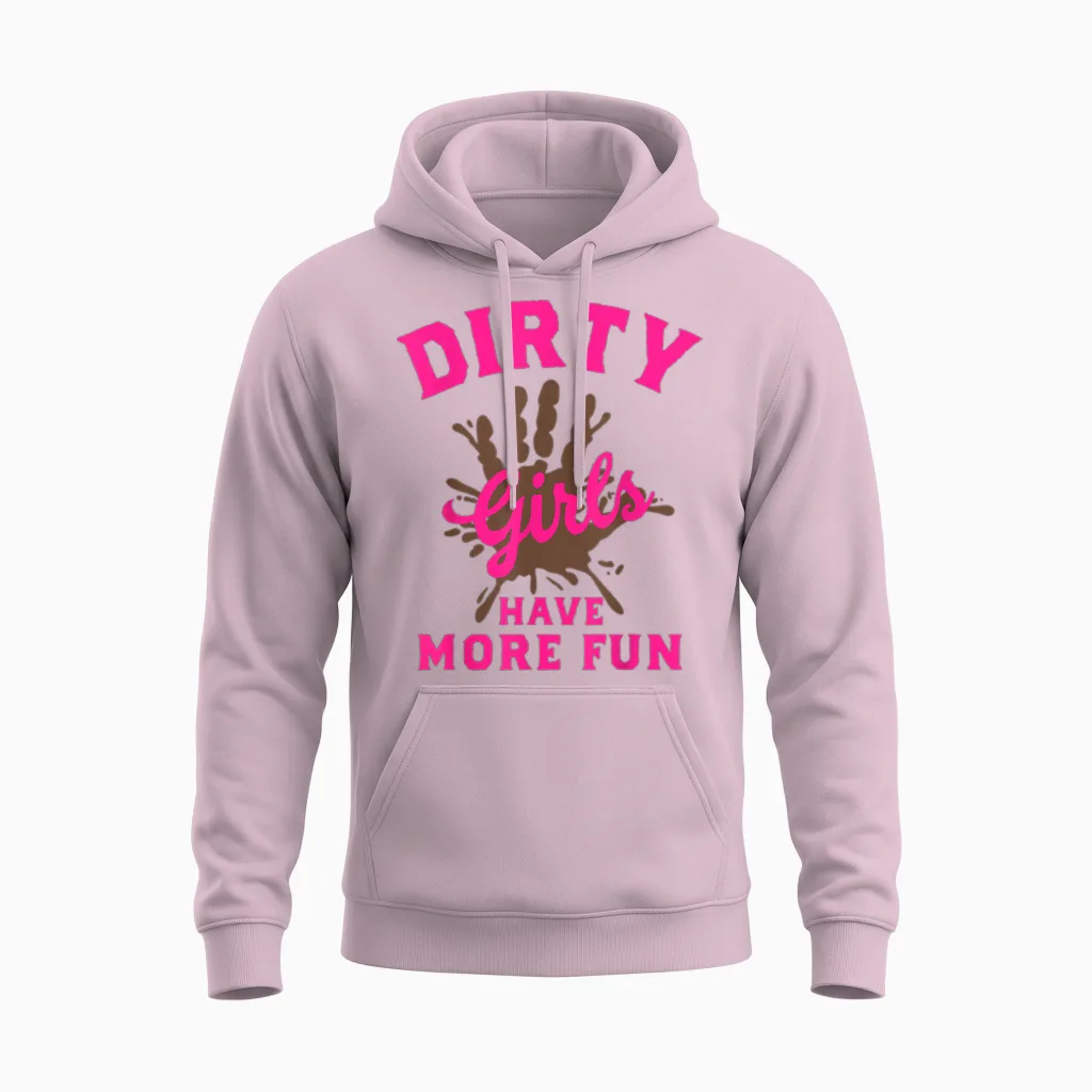Mud Run Shirts Dirty Girls Haben Mehr Spaร Beim Muddy Race Running Unisex Hoodie in Light Pink
