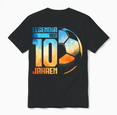 10th Birthday Retro Football Player 10 Years Boy Kids T-Shirt, Black Unisex T-Shirt - Black