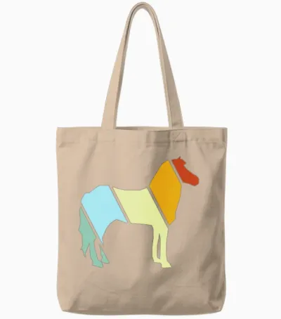 Horse Retro Tote Bags - Natural