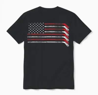 Ice Hockey Sticks Us Flag Patriotic Player Men Boys Unisex T-Shirt - Black
