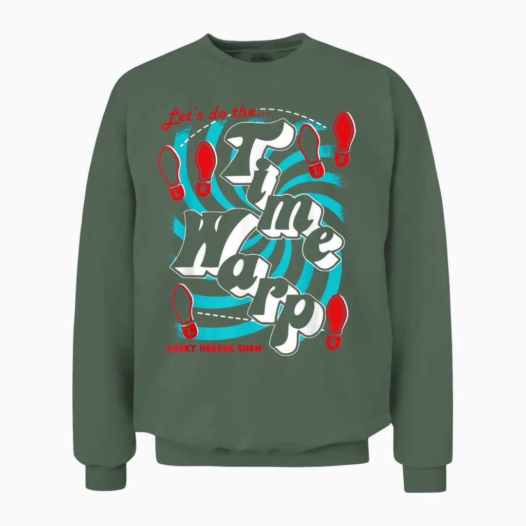 The Rocky Horror Show Let's Do the Time Warp Musical Unisex Sweatshirt in Military Green