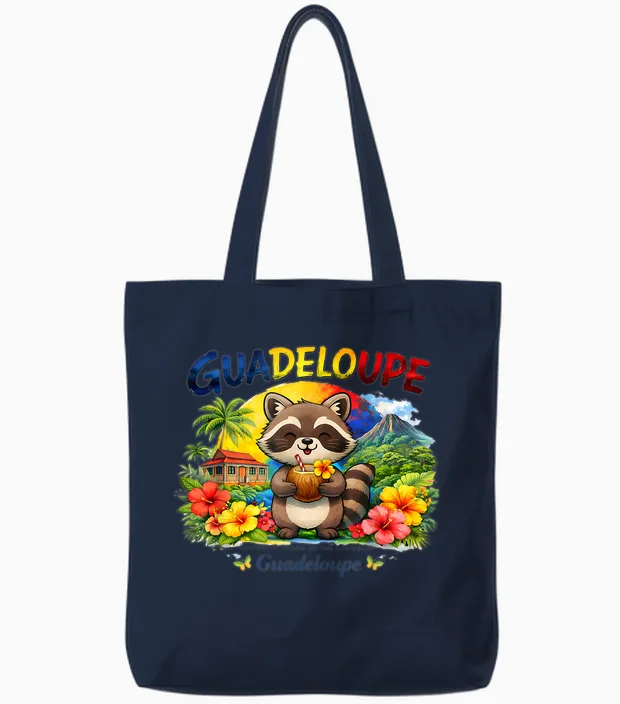 T-Shirt Guadeloupe Drapeau Carte Graphique Fille Tote Bags in Navy