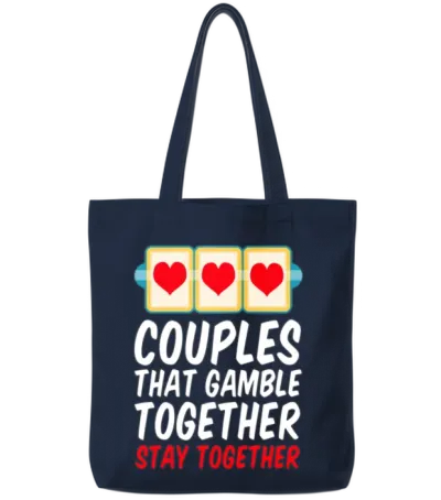Gambling Funny Couple Tote Bags - Navy