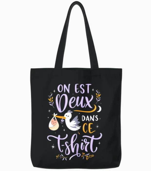 Pregnancy Announcement One Is Two in This Tote Bags in Black