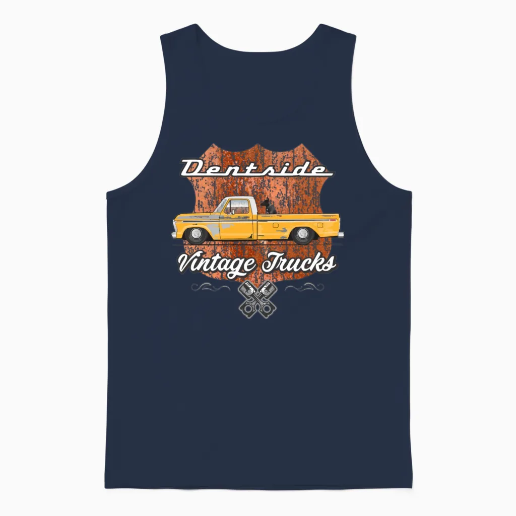 Dentside Chrome Yellow Unisex Tank Top in Navy
