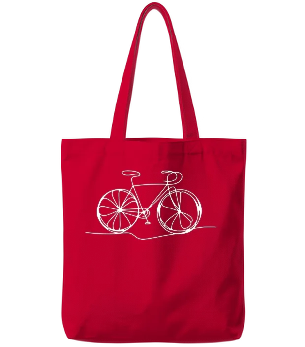 Bicycle Bike Cycle - One Line Art - Cyclist Biking Tote Bags - Red