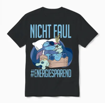 Disney Lilo & Stitch Nicht Faul #energy-Saving Unisex T-Shirt - Black