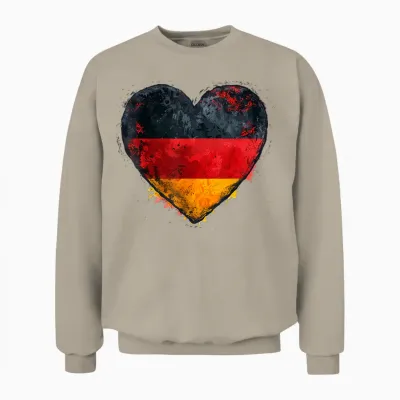 Germany T-Shirt Heart with the German Flag Germany Unisex Sweatshirt - Sand