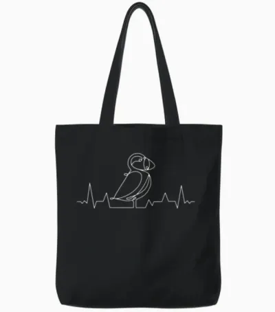 Puffin Bird Seabird Vintage Puffins Tote Bags - Black