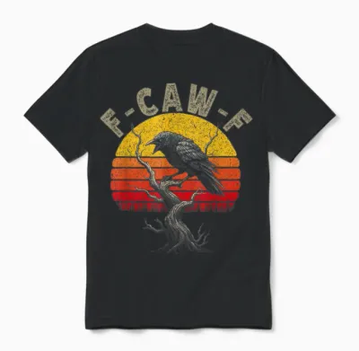 Black Crow F-Caw-F Full Moon Gothic Witchy Humor Für Erwachsene Herren Unisex T-Shirt - Black