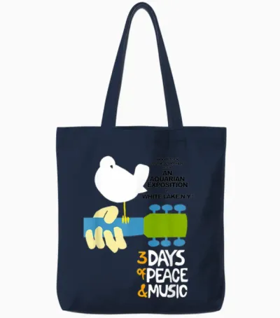 Woodstock Original Event T-Shirt, Gray Tote Bags - Navy