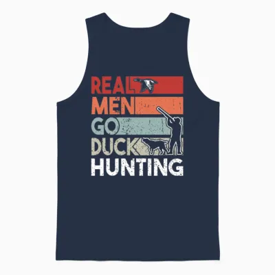 Duck Hunting Men with Duck Hunting Dog Unisex Tank Top - Navy