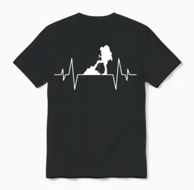 Hiking Heartbeat Unisex T-Shirt - Black