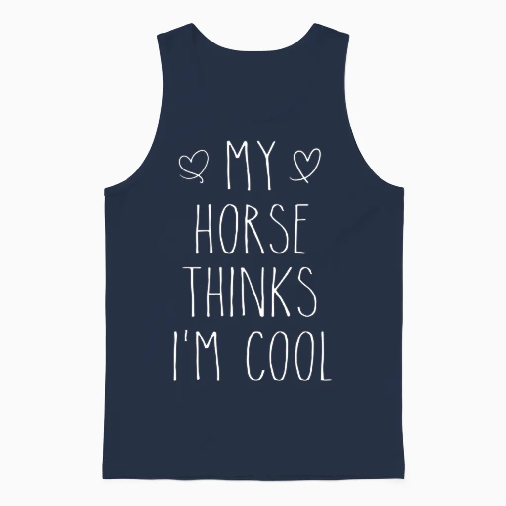 My Horse Thin I'm Horse Owner Unisex Tank Top in Navy