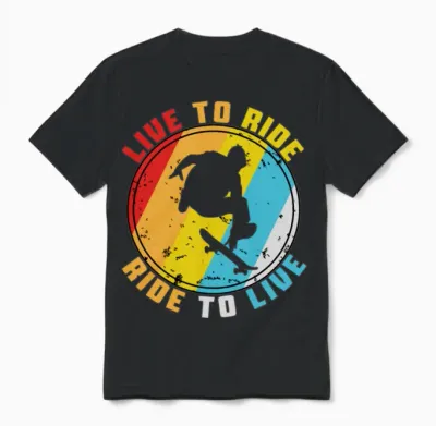 Retro Skate Skateboard Skateboarding Unisex T-Shirt - Black
