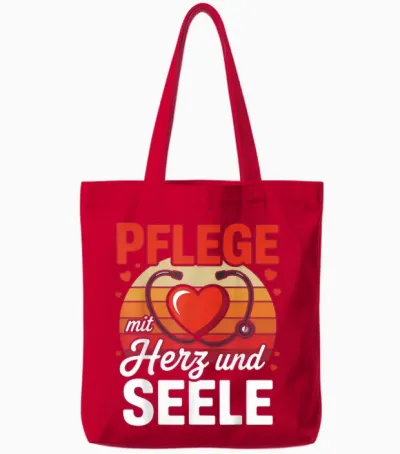 "pflege Mit Herz Und Seele" Altenpflege Tote Bags - Red