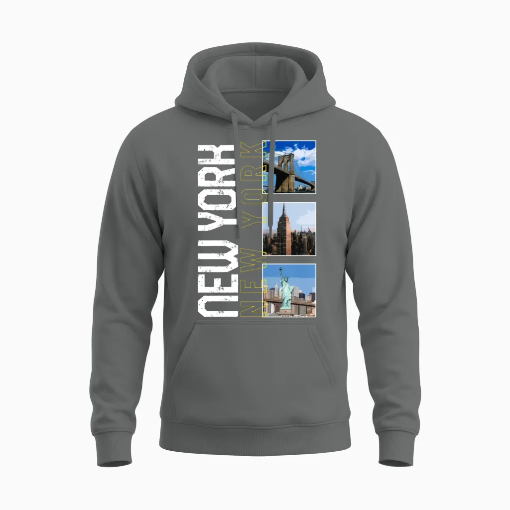 New York Shirt, New York New York Tee, Gift For Unisex Hoodie in Graphite Heather