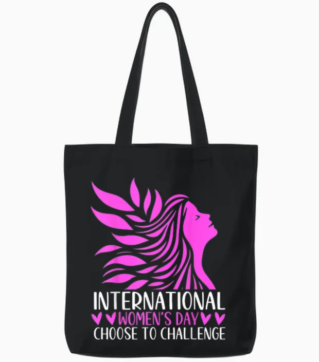 International Women's Day Choose to Challenge Tote Bags in Black