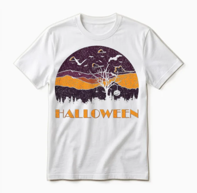 Halloween Distressed Retro Design Unisex T-Shirt - White