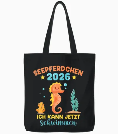 Seahorse 2026 Passed Early Swimmer Tote Bags - Black