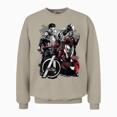 Marvel Infinity War Avengers Grunge Logo Graphic Unisex Sweatshirt - Sand