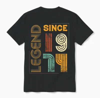 1974 Vintage 50th Birthday Unisex T-Shirt - Black