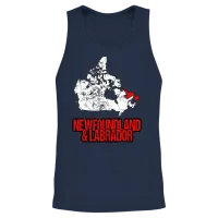 Newfoundland & Labrador Vintage Canada Map Unisex Tank Top - Navy – 2