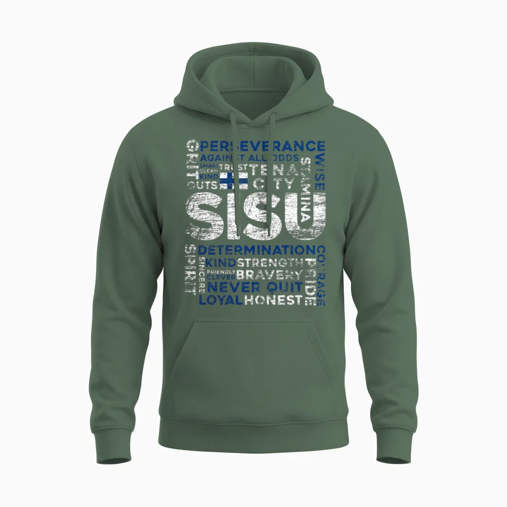 Finland Finn Sisu Unisex Hoodie in Military Green