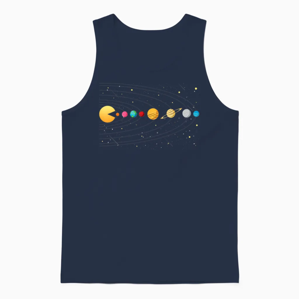 Funny Solar System - Astronauts Space Video Games Unisex Tank Top in Navy