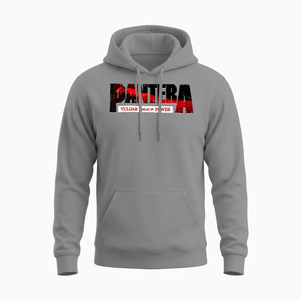 Pantera Offizielles Vulgar-Display Von Power-Logo, Rot Unisex Hoodie in Sport Grey