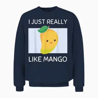 Niedlicher Kawaii-Mango-Liebhaber Mit Aufschrift "i Just Really Like Mango" Unisex Sweatshirt - Navy