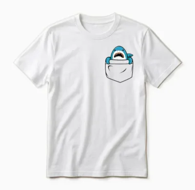 Shark Pocket Animal Pets Funny Shark Gift Mens Womens & Unisex T-Shirt - White