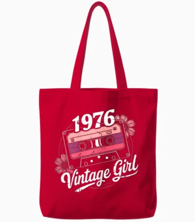 49th Birthday Woman 49 Years Vintage Retro 1976 Cassette Tote Bags - Red