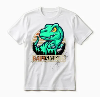 Babysaurus Funny Baby Dinosaur Kids Funny Unisex T-Shirt - White