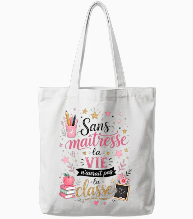 Gift Teacher School End of Year Original Humour La Classe Tote Bags in White