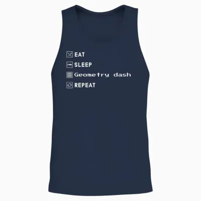 Eat Sleep Geometry Dash Repeat Unisex Tank Top - Navy