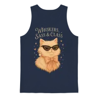 Whiskers, Sass & Class - Persian Cat Art Unisex Tank Top - Navy – 1